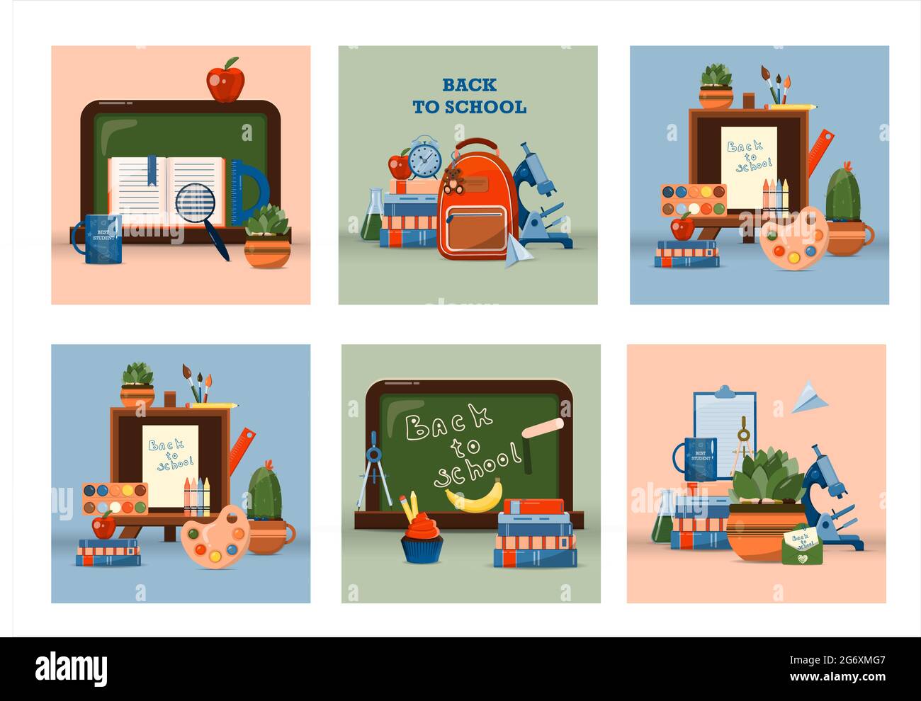 Back to school. Big vector set. Stationery for school, university and ...