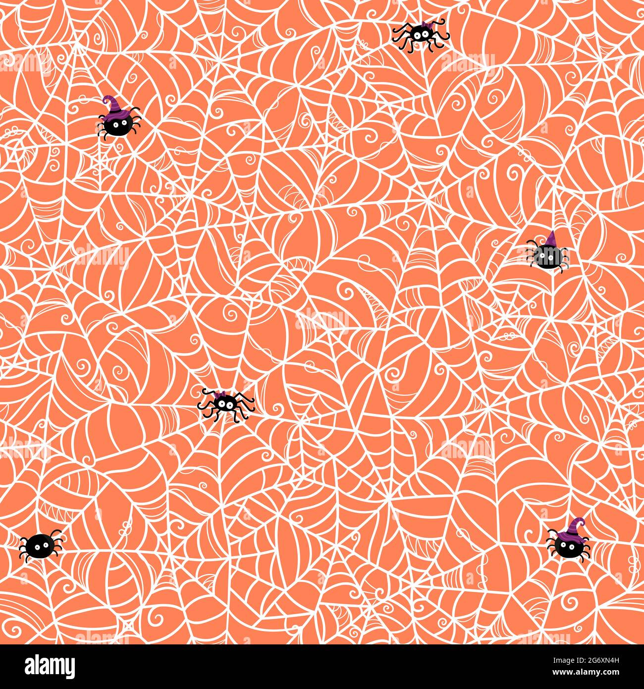 Hand drawn spider web seamless pattern, creepy Halloween background ...