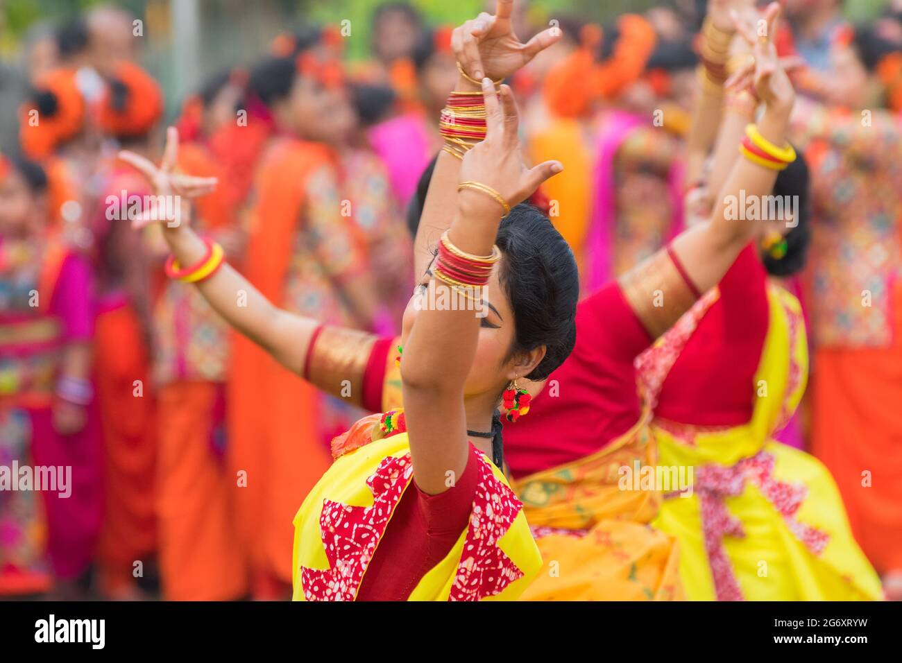 KOLKATA , INDIA MARCH 12, 2017 Dancing poses of girl dancers