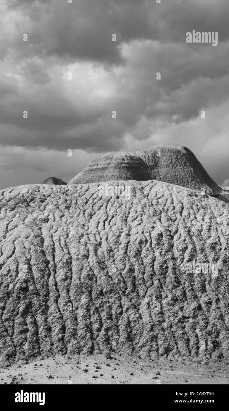 black and white desert landscape Stock Photo