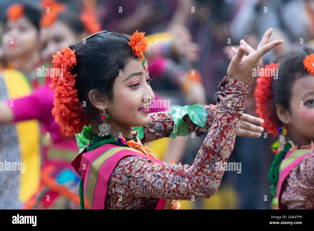 KOLKATA, INDIA MARCH 1, 2018 Dancing poses of girl dancers