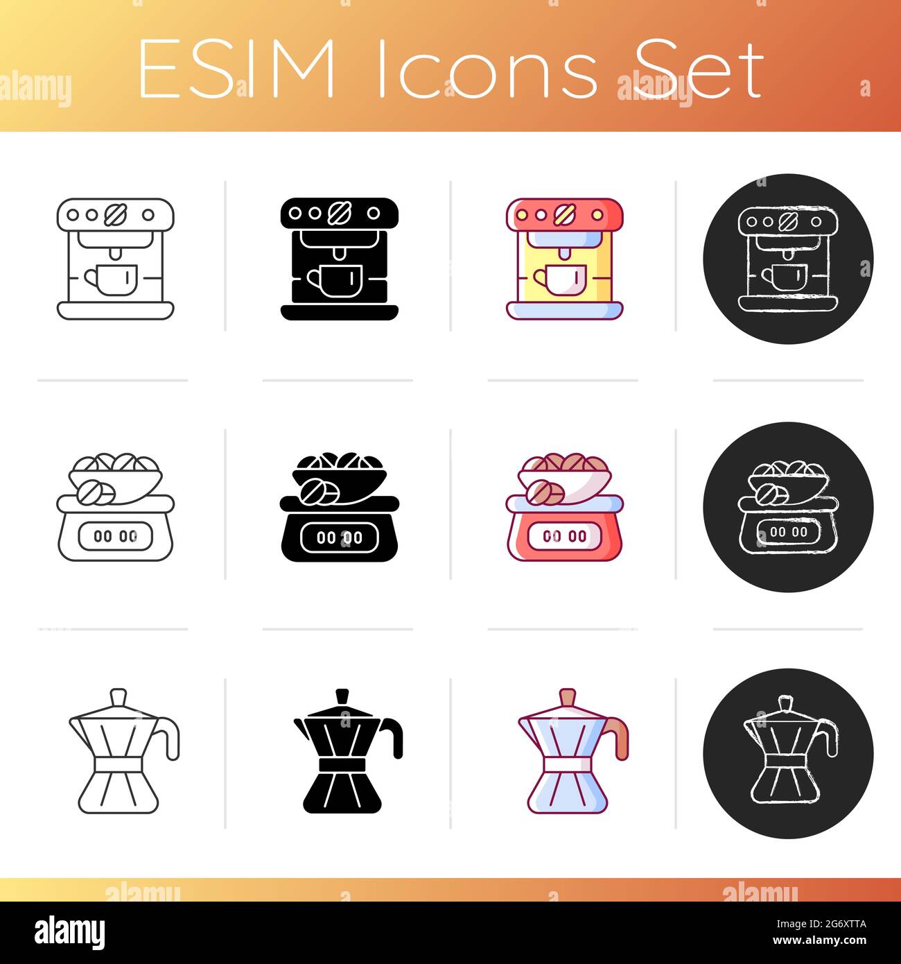 Coffee shop machine icons set Stock Vector Image & Art - Alamy