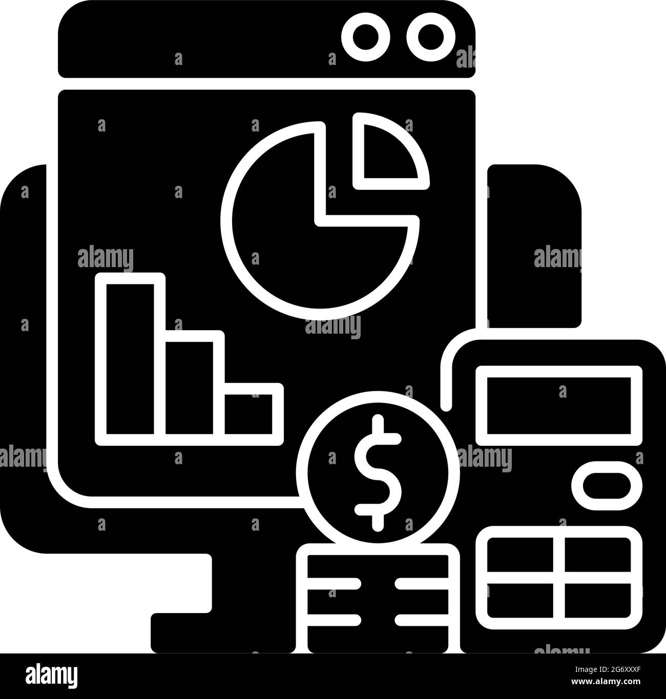 Cost management black glyph icon Stock Vector