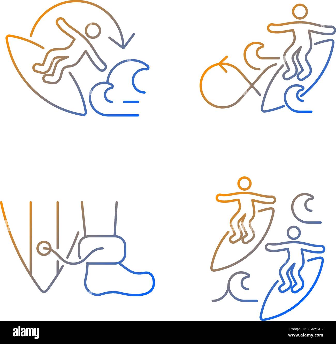 Extreme water sport gradient linear vector icons set Stock Vector Image ...