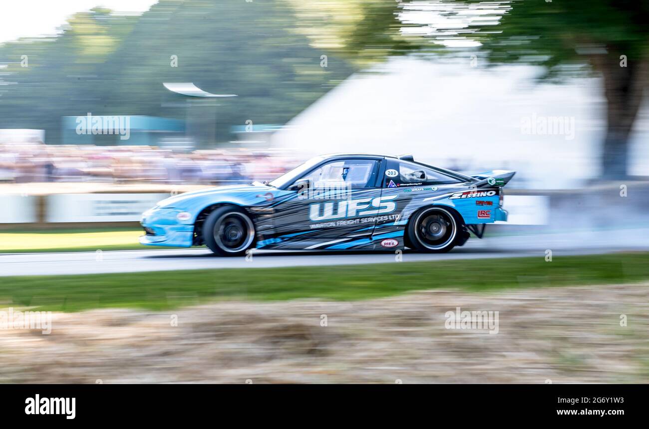 Sussex, UK. 09th July, 2021. Goodwood House, West Sussex, UK. 9th July 2021. 1994 Nissan Silvia S13 200SX entered by Barclay, George Barclay, George 2021 Goodwood Festival Of Speed at Goodwood House, West Sussex on 9 July 2021. Photo by Phil Hutchinson. Editorial use only, license required for commercial use. No use in betting, games or a single club/league/player publications. Credit: UK Sports Pics Ltd/Alamy Live News Stock Photo