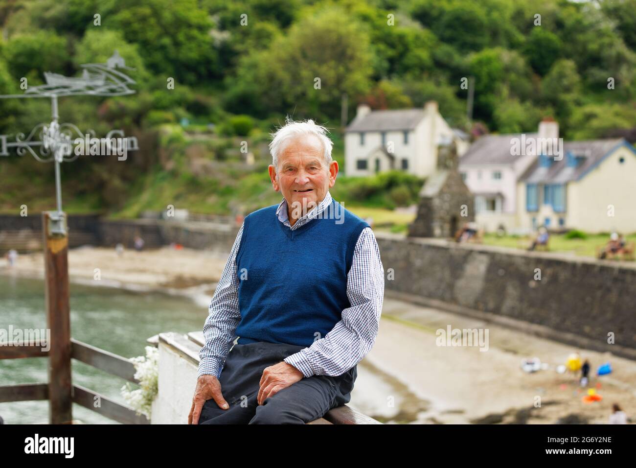 Pictured: Norman Thomas, 88, one of the few local and permanent residents. Wednesday 02 June 2021 Re:  The village of Cwm-yr-Eglwys where most of the Stock Photo