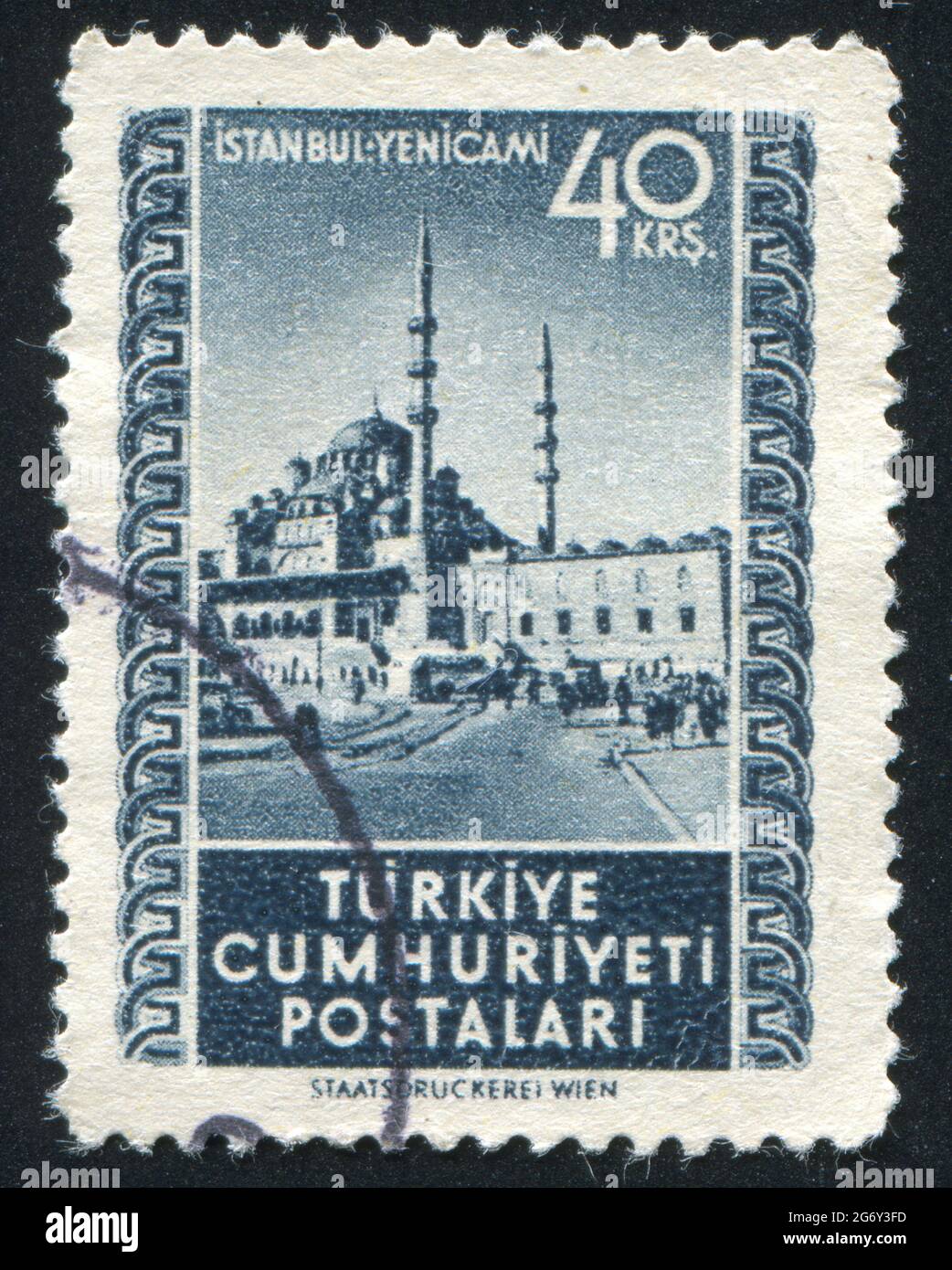 TURKEY - CIRCA 1952: stamp printed by Turkey, shows Mosque, Istanbul ...