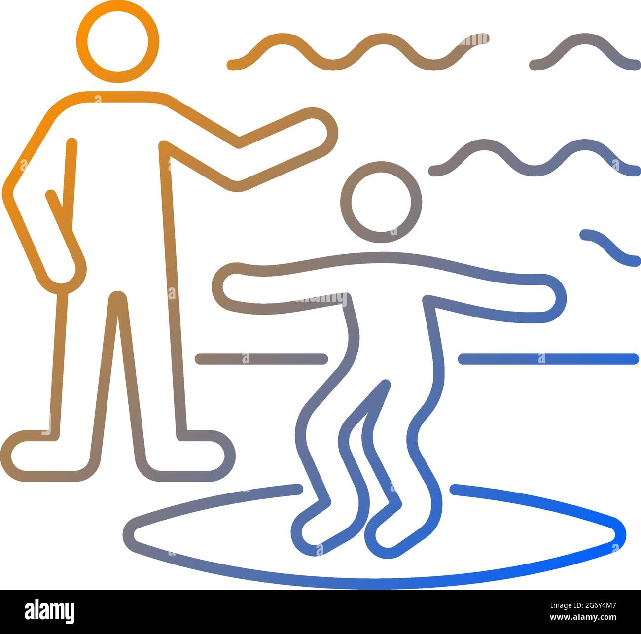 Surfing lessons gradient linear vector icon Stock Vector