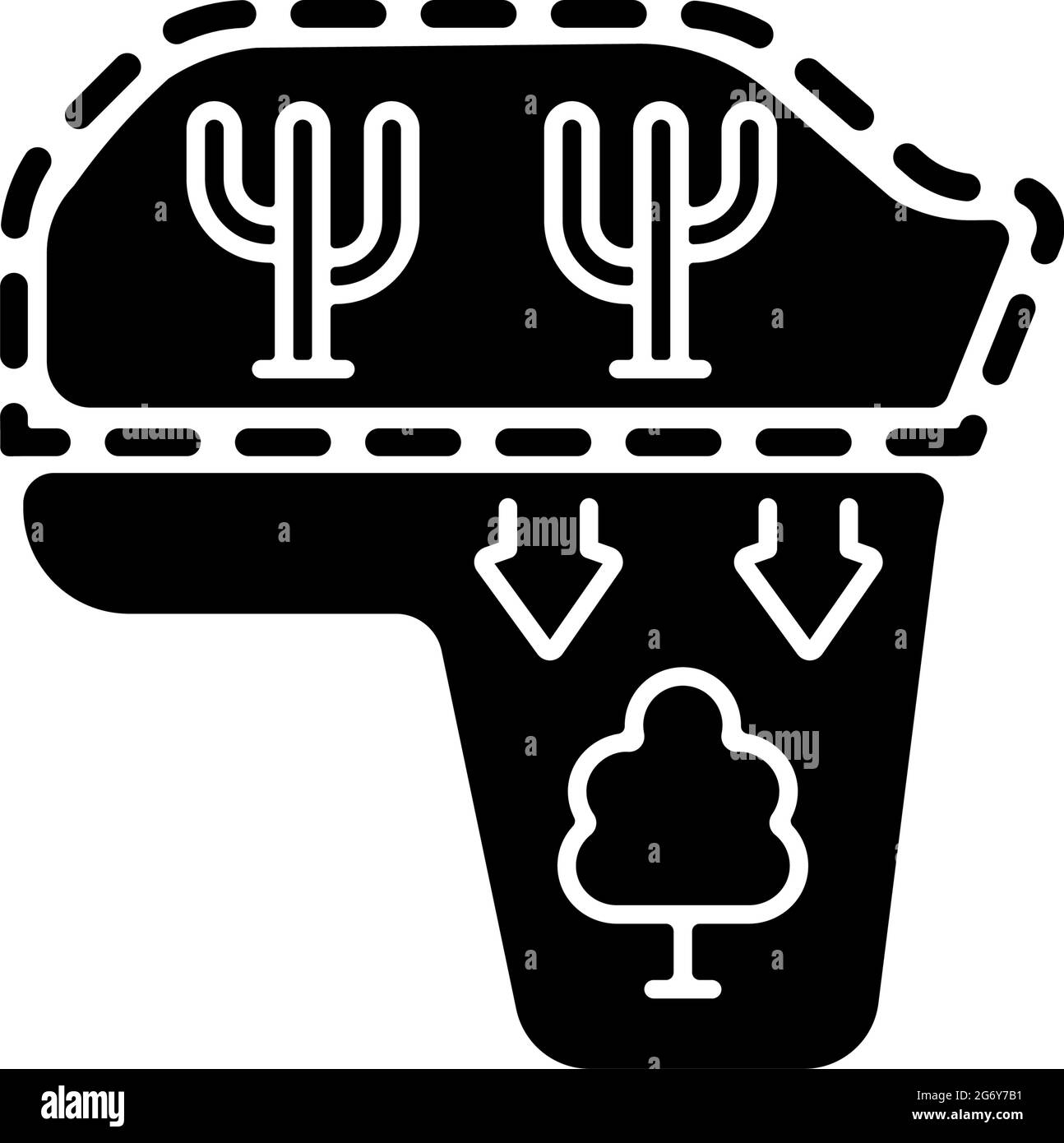 Desert expansion black glyph icon Stock Vector