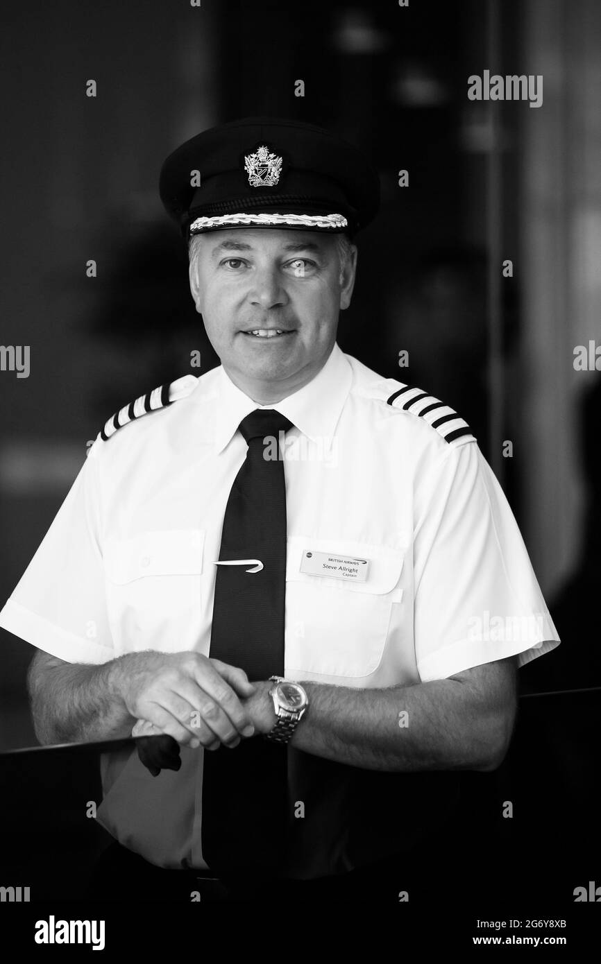 JOHANNESBURG, SOUTH AFRICA - Jan 06, 2021: Johannesburg, South Africa - September 29, 2014 British Airways Middle Aged Caucasian Male Captain Pilot Stock Photo