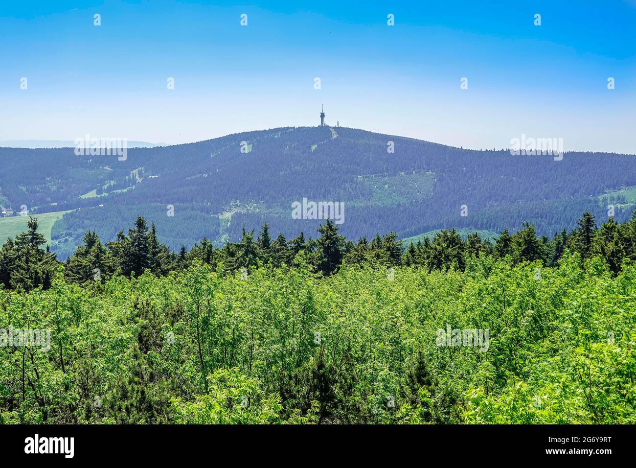 Berglandschaft am Fichtelberg, Blick zum Keilberg, Sachsen, Deutschland ...