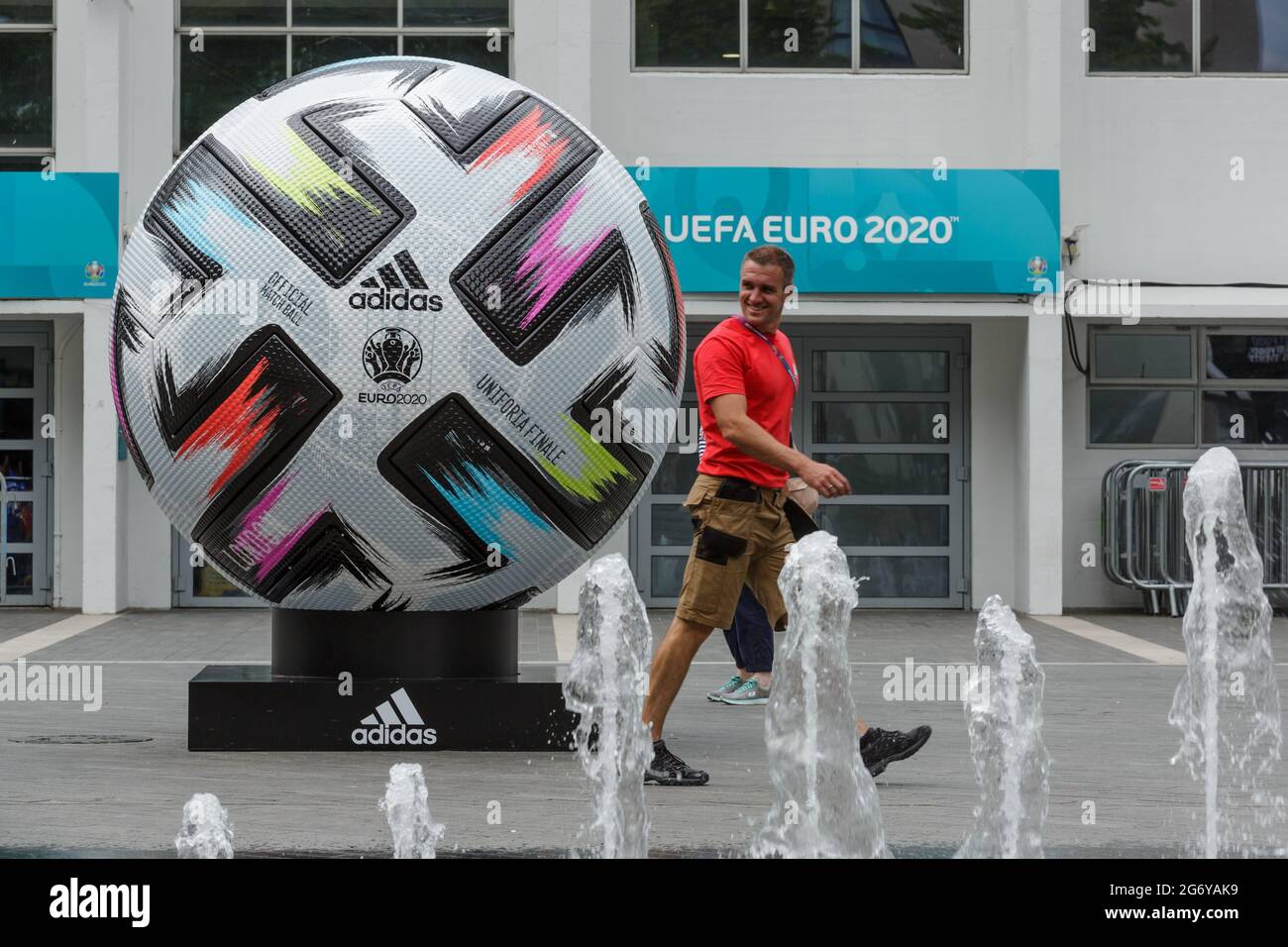 A giant replica Adidas Uniforia the official match ball of UEFA Euro 2020 -  UEFA Euro 2020 General Views, London, UK - 9th July 2021 Stock Photo - Alamy