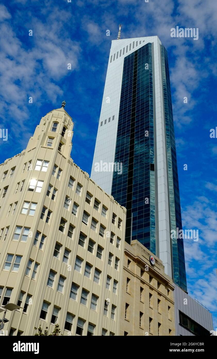 Contrasting Architectural Design Perth City Western Australia Stock Photo