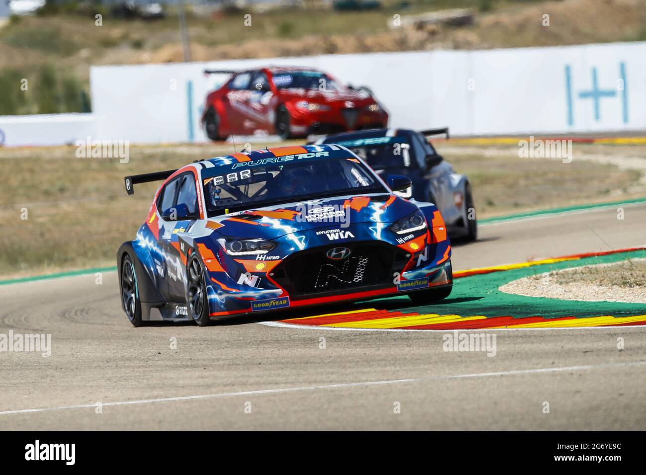 08 Farfus Agusto (bra), Hyundai Motorsport N, Hyundai Veloster N ETCR, action during the 2021 Pure ETCR Championship in Motorland Aragon, 2nd round of the 2021 Pure ETCR Championshi, on the Ciudad del Motor de Aragon, from July 9 to 11, 2021 in Alcaniz, Spain - Photo Xavi Bonilla / DPPI Stock Photo