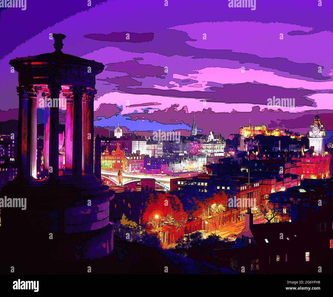 UK, Scotland, Edinburgh, city centre, dusk, arty, Stock Photo