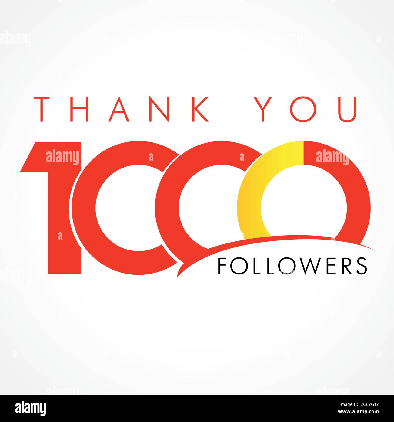 Thank you 1000 followers card. Creative thanks for following subscribers. One thousand likes celebration. Isolated abstract graphic design template. H Stock Vector