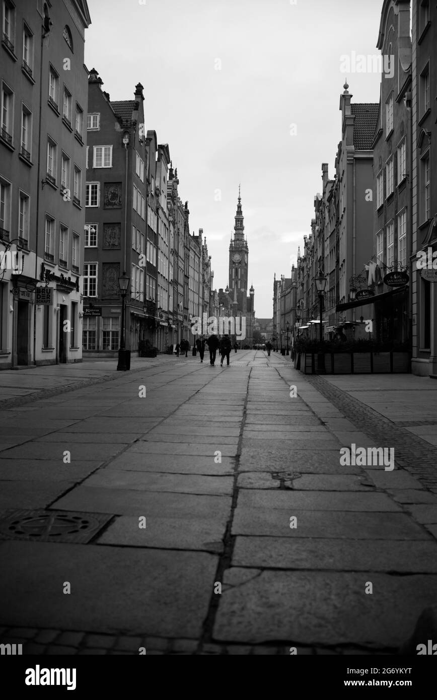 ulica Dluga, facing towards Town Hall, Gdańsk, Poland Stock Photo