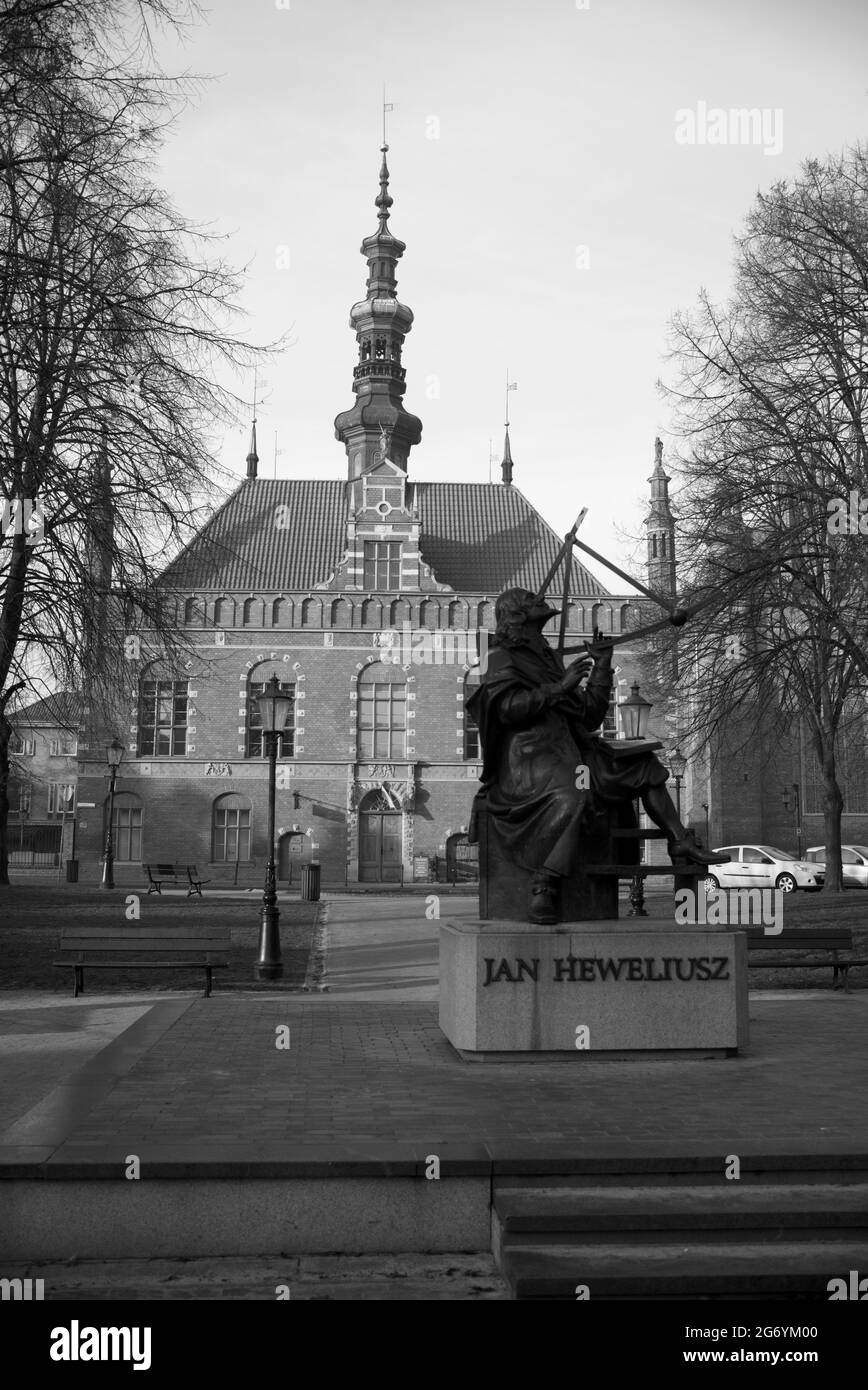 Statue of Jan Heweliusz, Gdańsk, Poland Stock Photo
