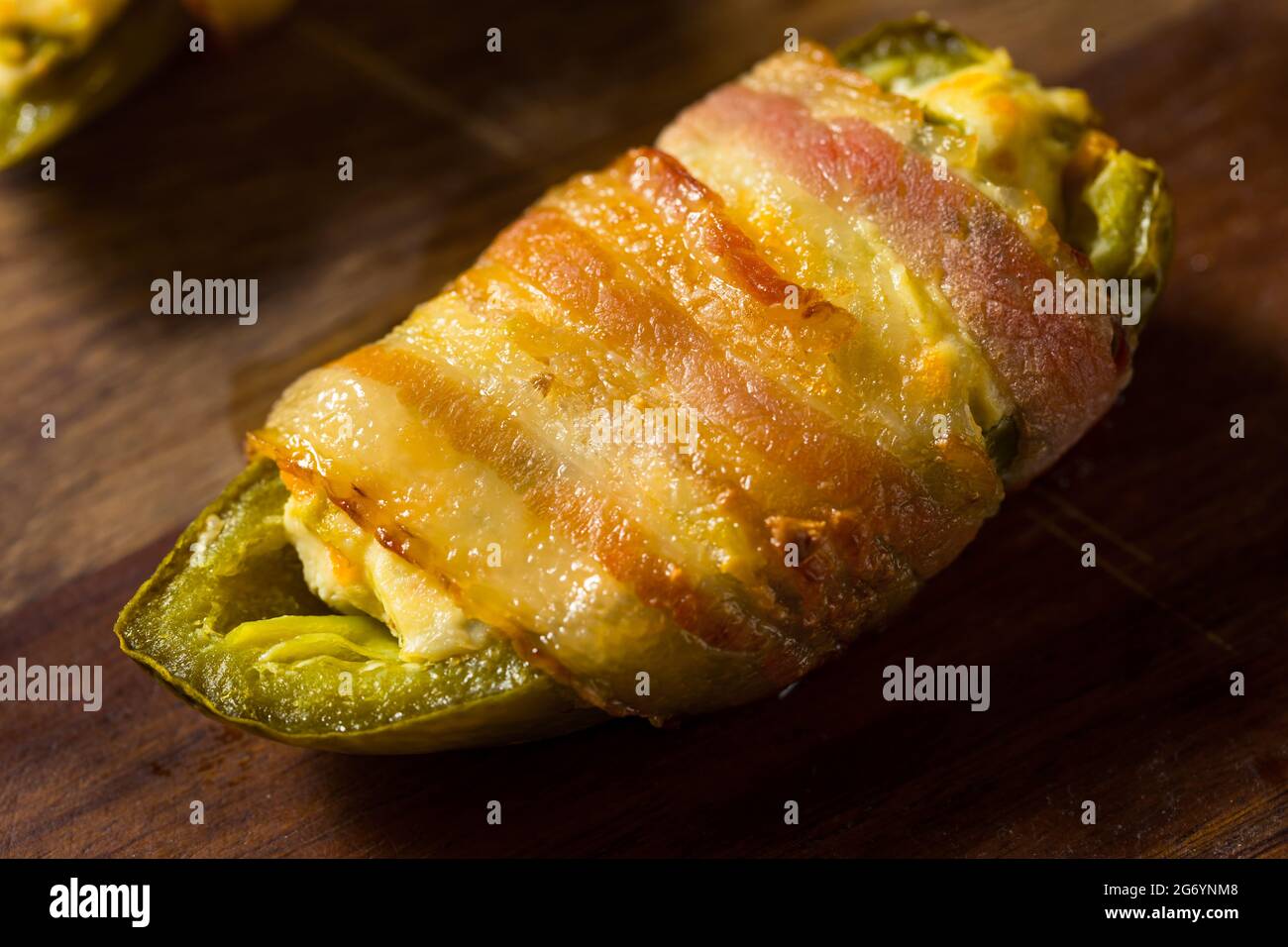 Homemade Bacon Wrapped Jalapeno Poppers with Cream Cheese Stock Photo