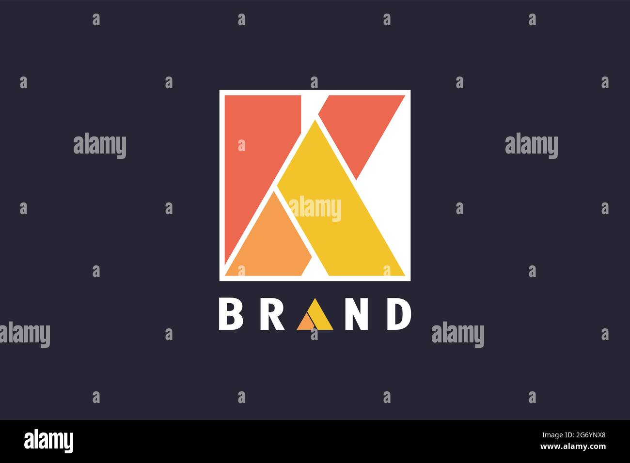 Simple creative and minimalist letter KA or AK logo design concept template. Square shape geometric design. Modern and elegant logo. Stock Vector
