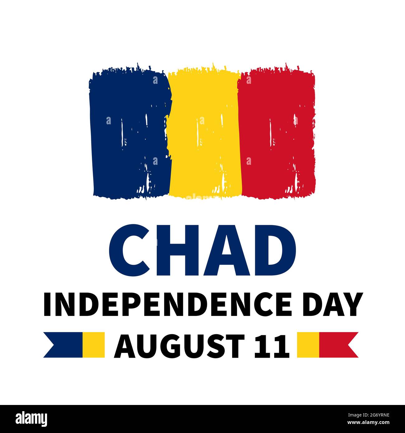 Chad Independence Day lettering with flag. National holiday celebrate