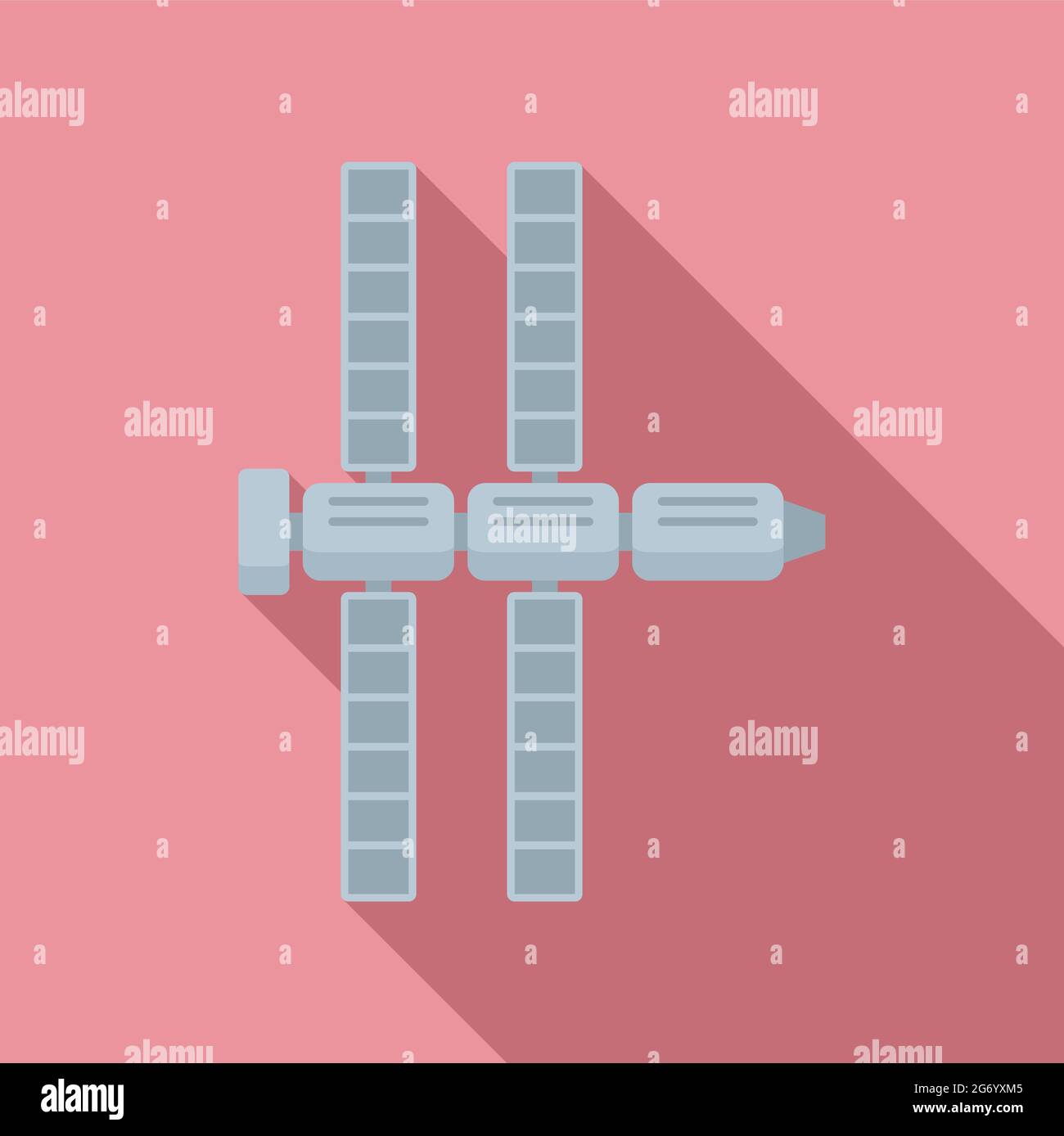 Rocket space station icon flat vector. Modern international space Stock Vector