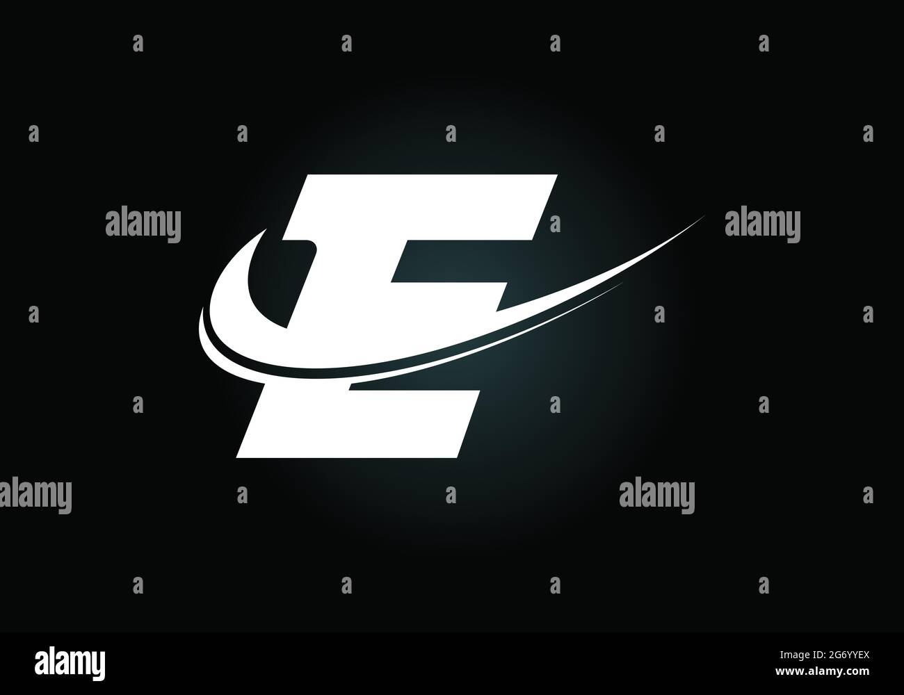 Initial letter E with swoosh, black and white logo template. Modern ...