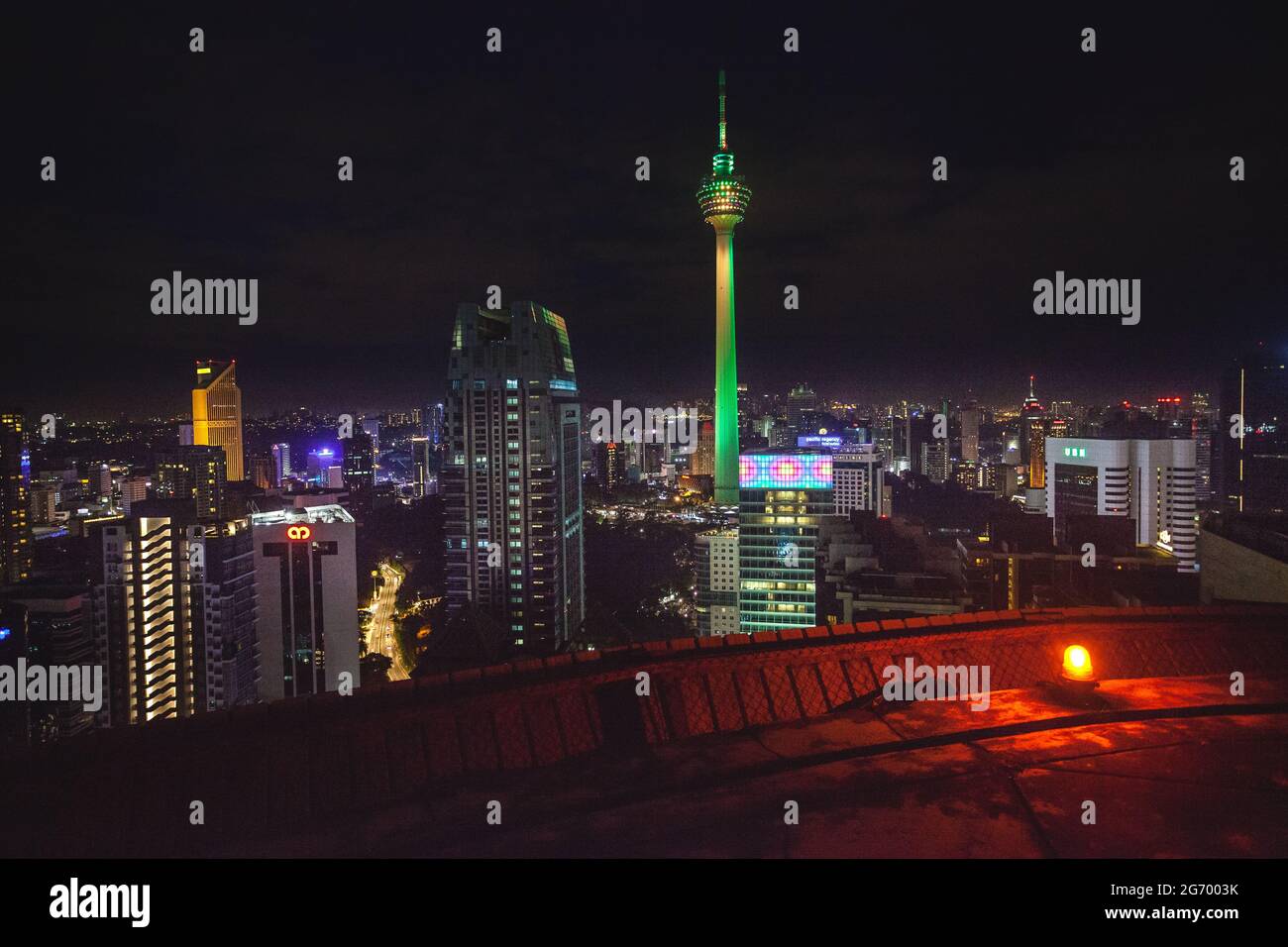 wonderful sightseeing point over kuala lumpur in malaysia on the rooftop of the helibar. great tourism spot not only in the night Stock Photo