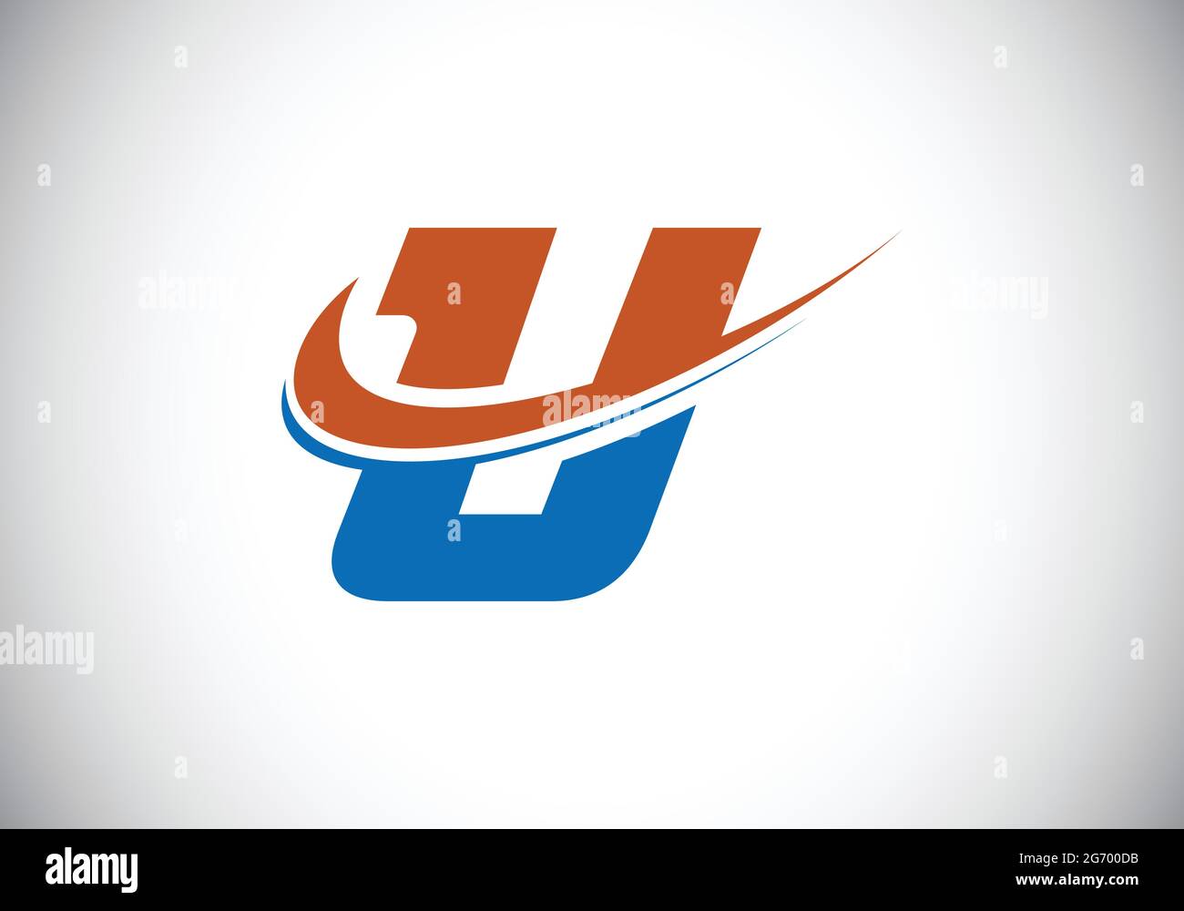 Initial letter U with swoosh, red and blue logo template. Modern vector ...