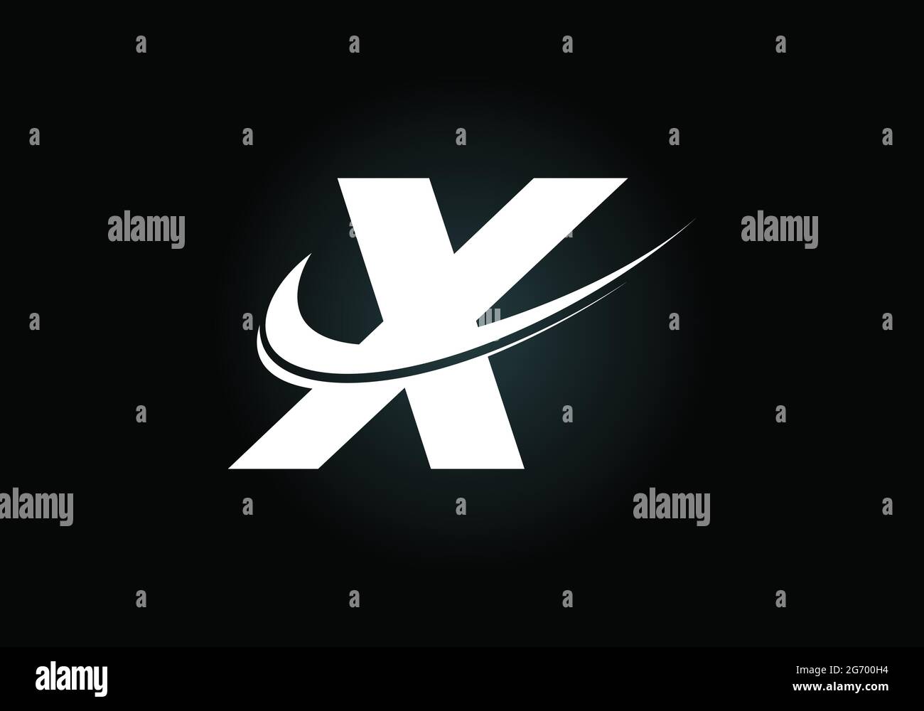Initial letter X with swoosh, black and white logo template. Modern ...