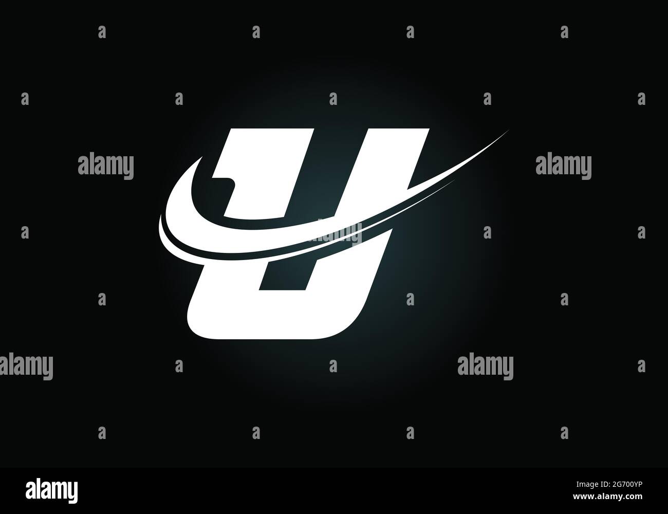 Initial letter U with swoosh, black and white logo template. Modern ...