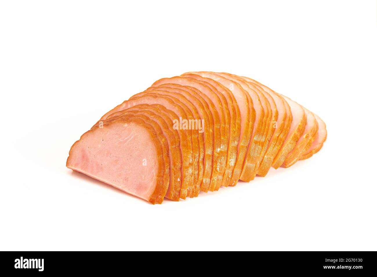 A Sliced Ham Isolated on a White Background Stock Photo - Alamy