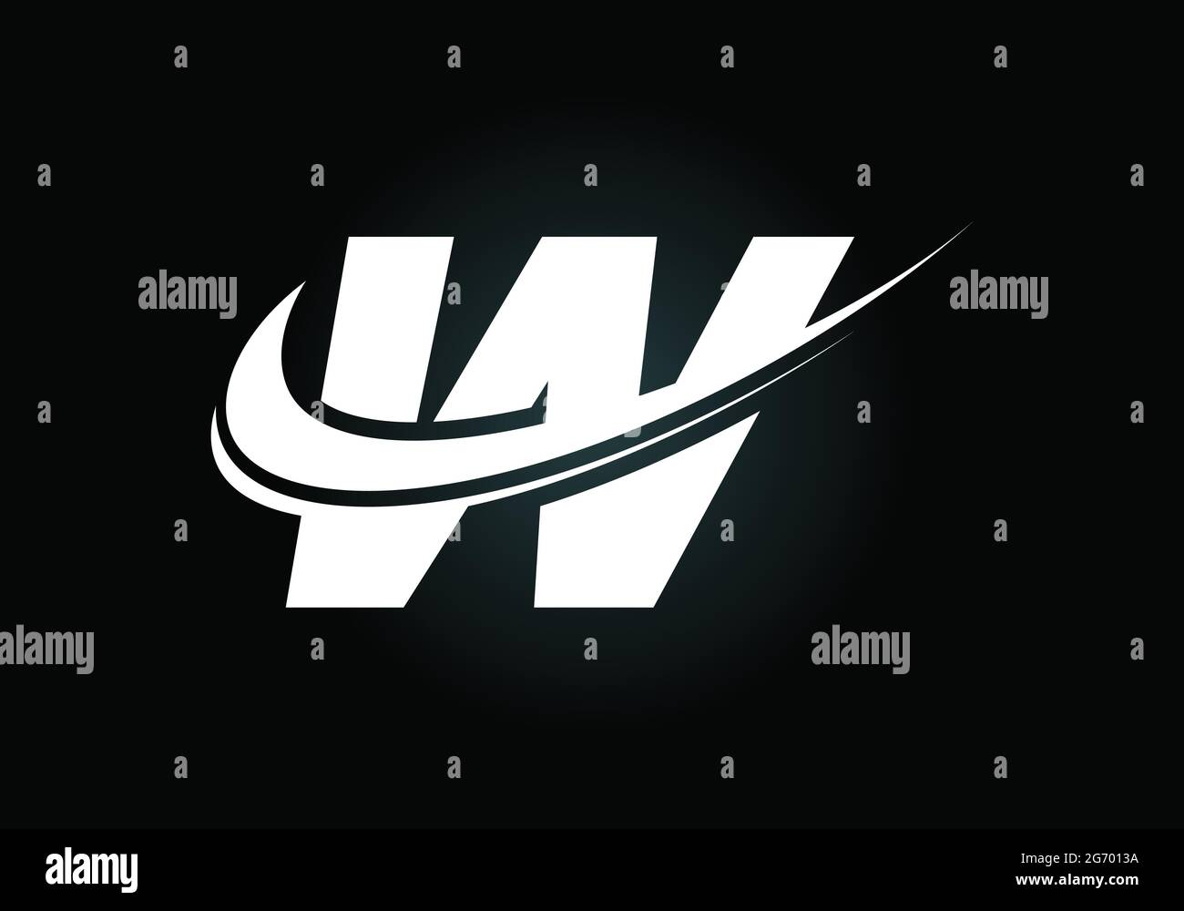 Initial letter W with swoosh, black and white logo template. Modern ...