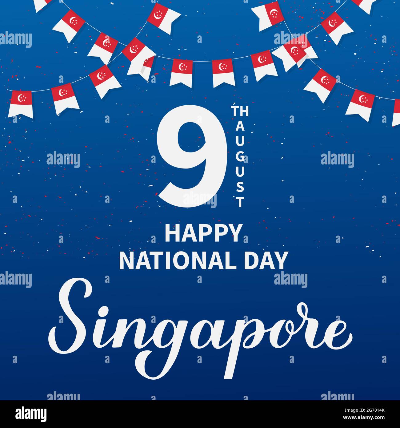 Singapore National Day calligraphy hand lettering. Singapore Independence Day typography poster. Vector template for banner, greeting card, flyer, pos Stock Vector
