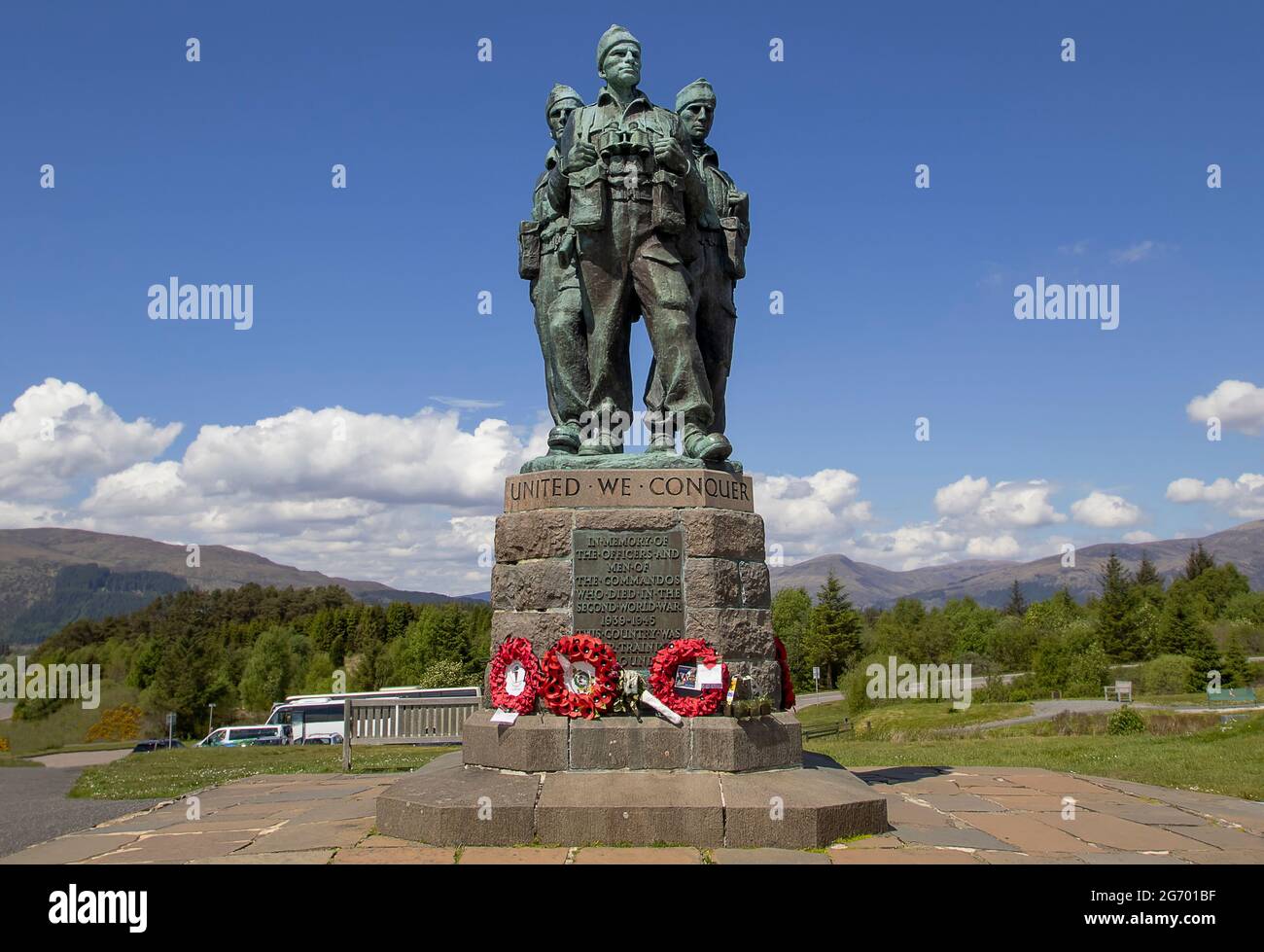 The Commando Memorial at Spean Bridge in the Scottish Highlands, UK Stock Photo