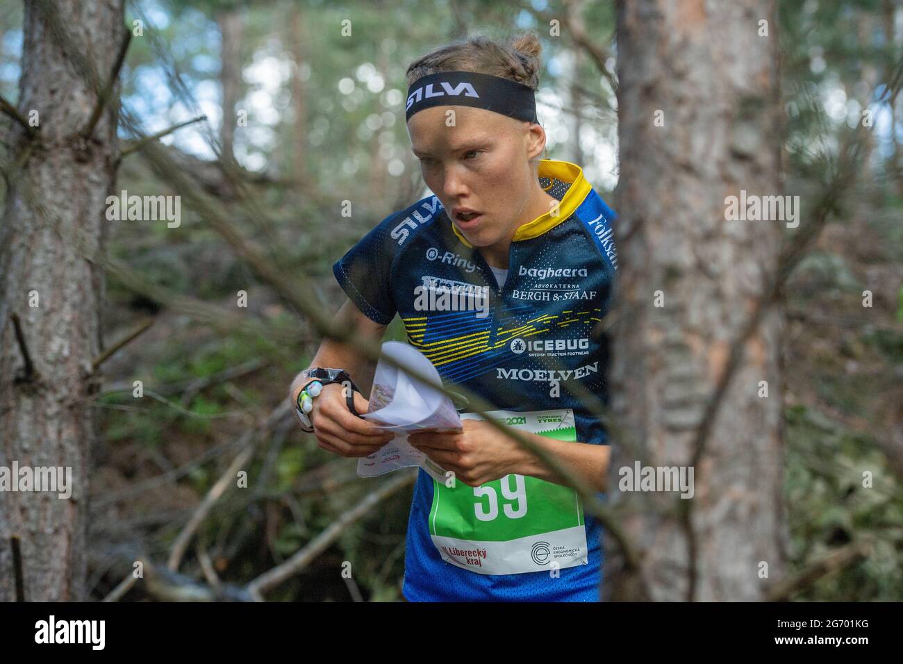 Hermanky, Czech Republic. 09th July, 2021. Tove Alexandersson of Sweden  competes during the long race at the World Orienteering Championships in  Hermanky, Ceska Lipa region, Czech Republic, July 9, 2021. Credit: Radek