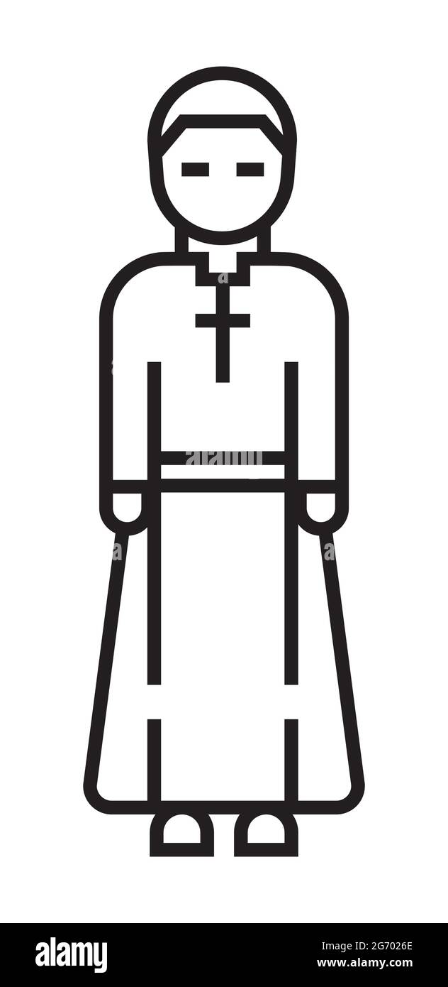 Priest, clergyman, cleric icon. Bible vector in a thin line style. Holy man simple illustration. Chaplain, clergy, symbol. Stock Vector