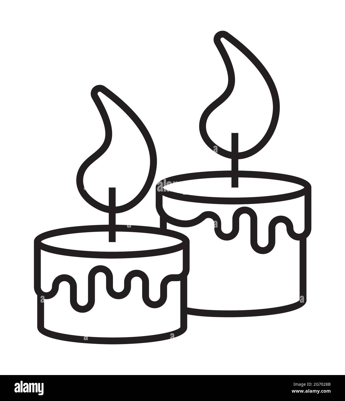 Candles icon vector in thin line style. Two candles are burning