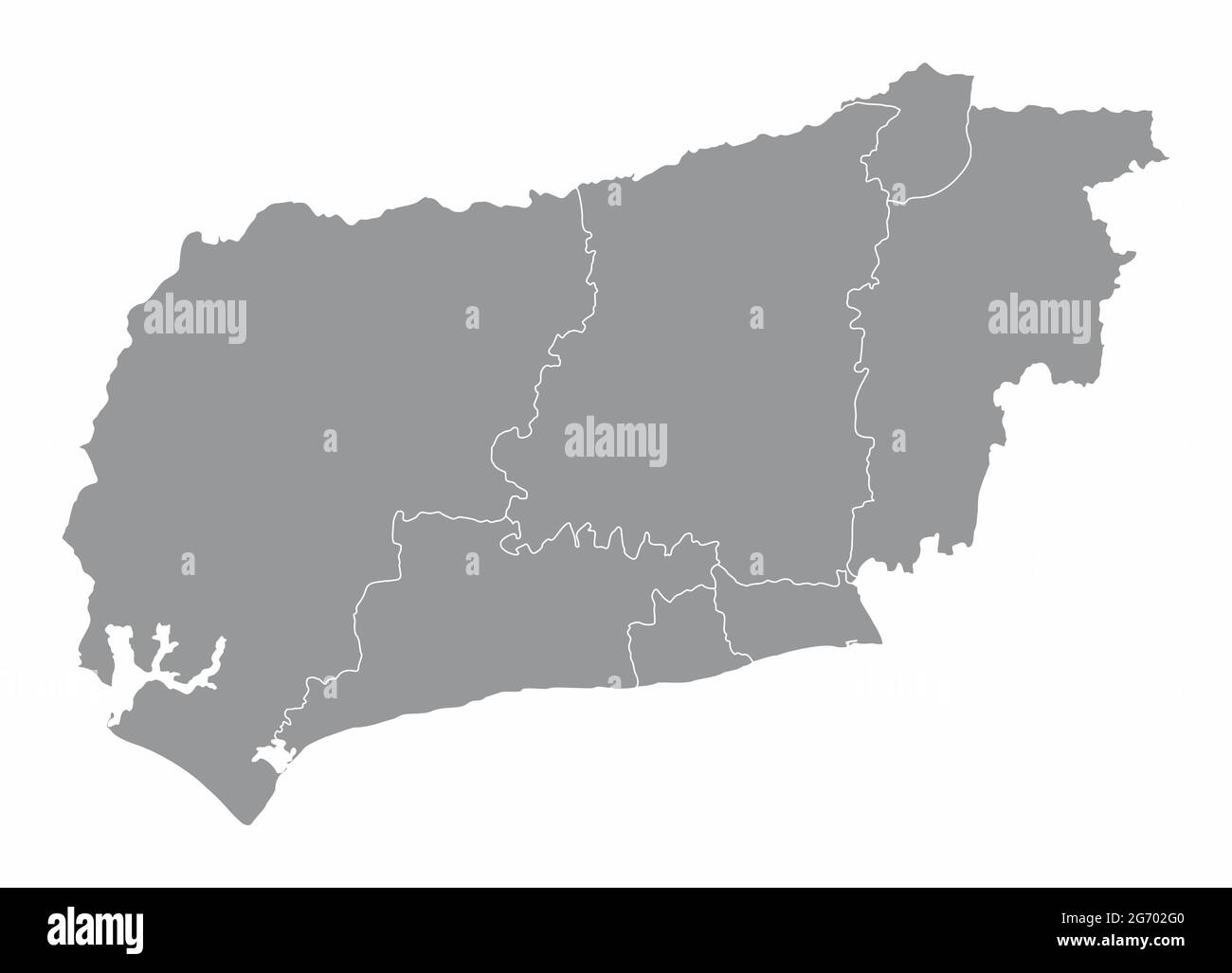 West Sussex county administrative map isolated on white background, England Stock Vector Image