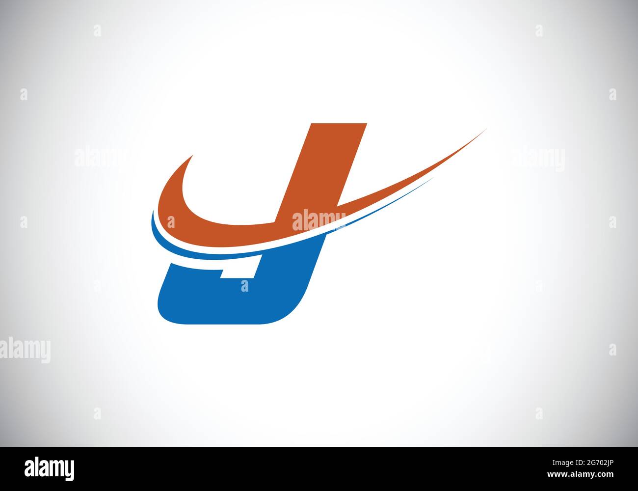 Initial letter J with swoosh, red and blue logo template. Modern vector ...