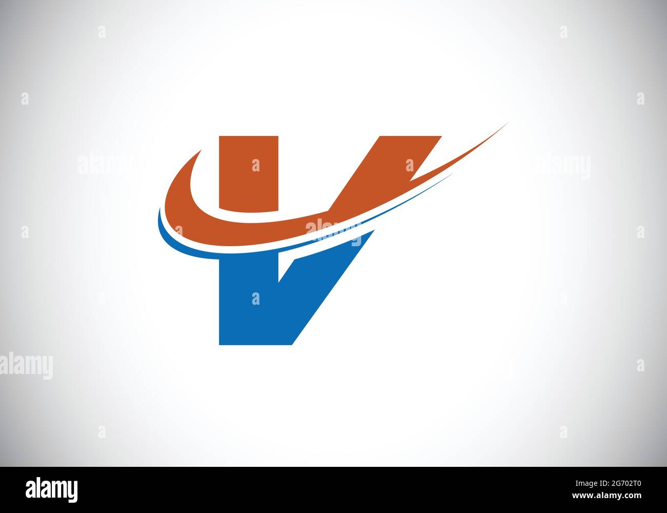 Initial letter V with swoosh, red and blue logo template. Modern vector ...