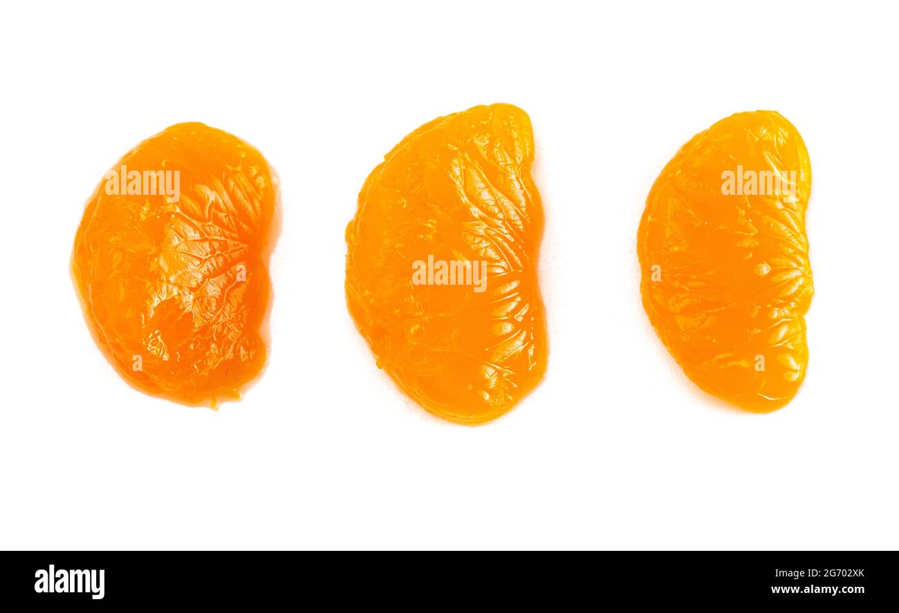 Manderine Oranges Slices Isolated on a White Background Stock Photo