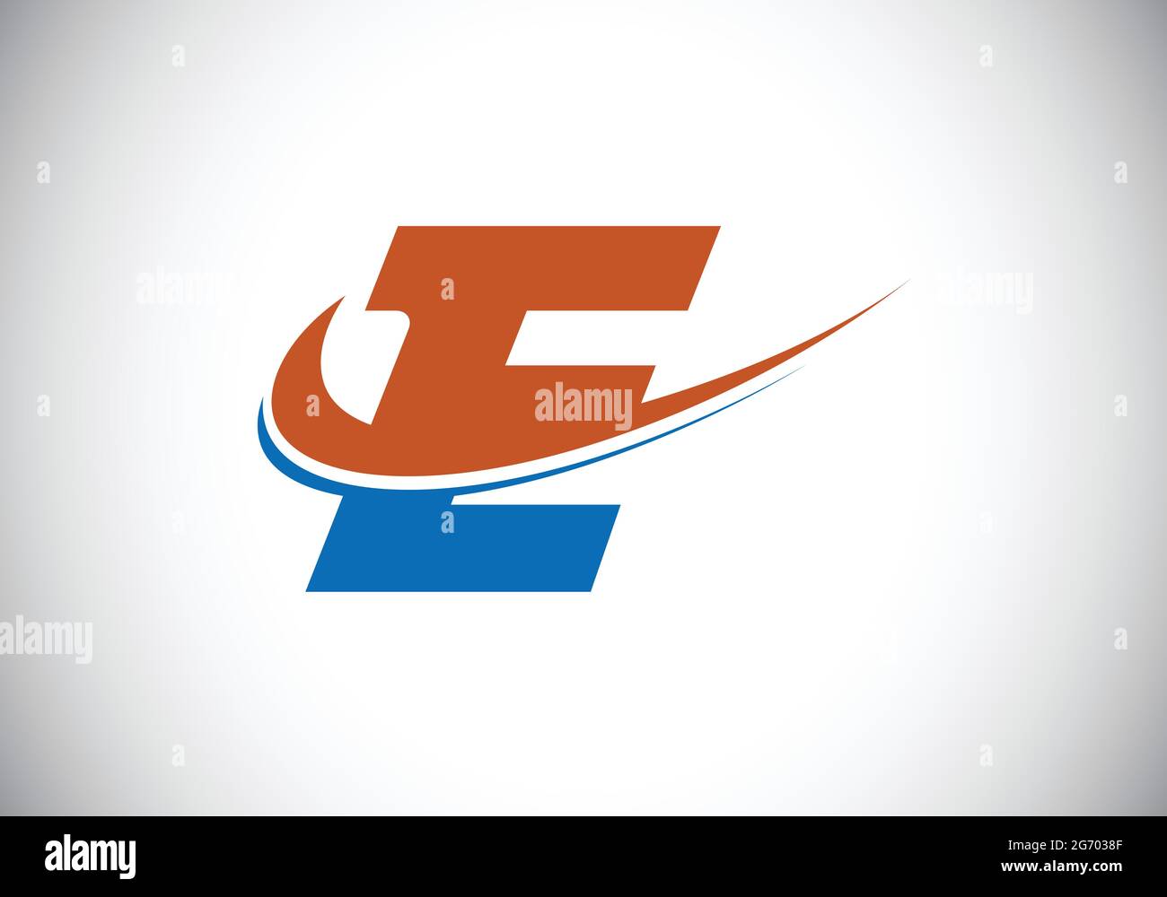 Initial letter E with swoosh, red and blue logo template. Modern vector ...