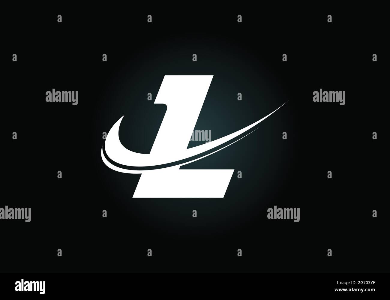 Initial letter L with swoosh, black and white logo template. Modern ...
