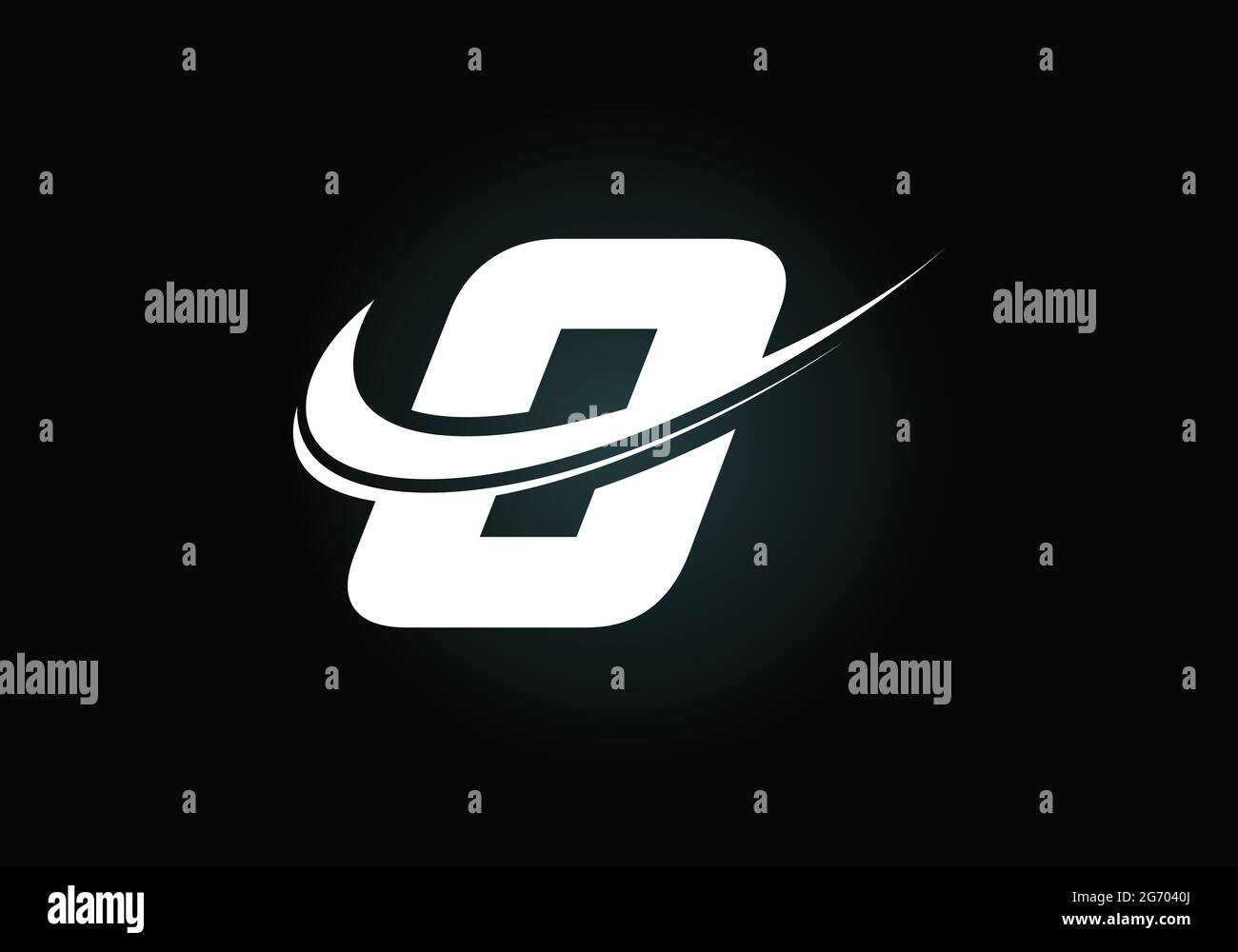 Initial letter O with swoosh, black and white logo template. Modern ...