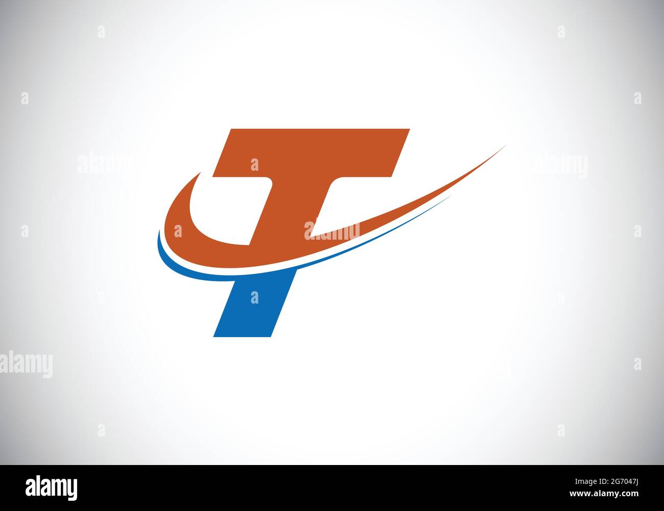 Initial letter T with swoosh, red and blue logo template. Modern vector ...