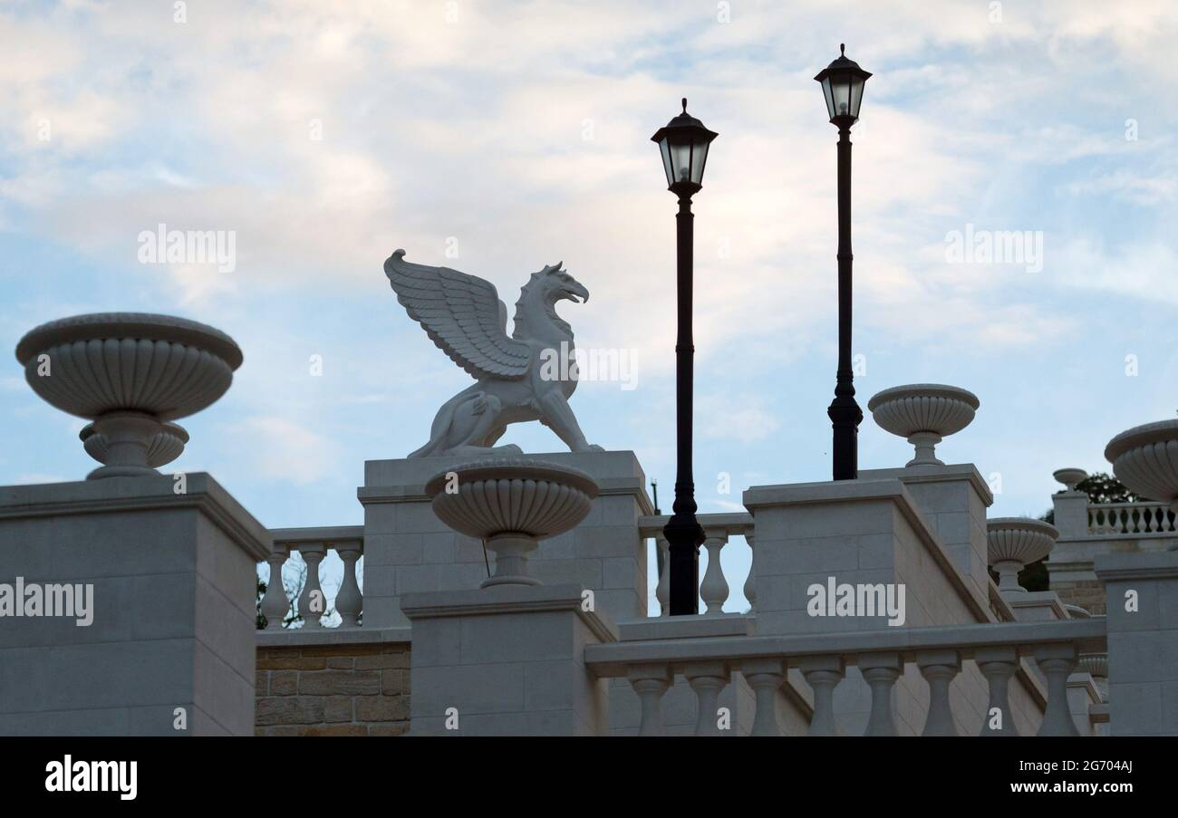 Crimea Russia 7th July 21 A Griffin Sculpture And Balustrade Vases Decorate The Great Mithridates Staircase In Kerch Eastern Crimea Repair And Restoration Works Complete Numbering 432 Steps And Built In The Crimea Russia 7th July 21 A Griffin Sculpture And Balustrade Vases Decorate The Great Mithridates Staircase In Kerch Eastern Crimea Repair And Restoration Works Complete Numbering 432 Steps And Built In The