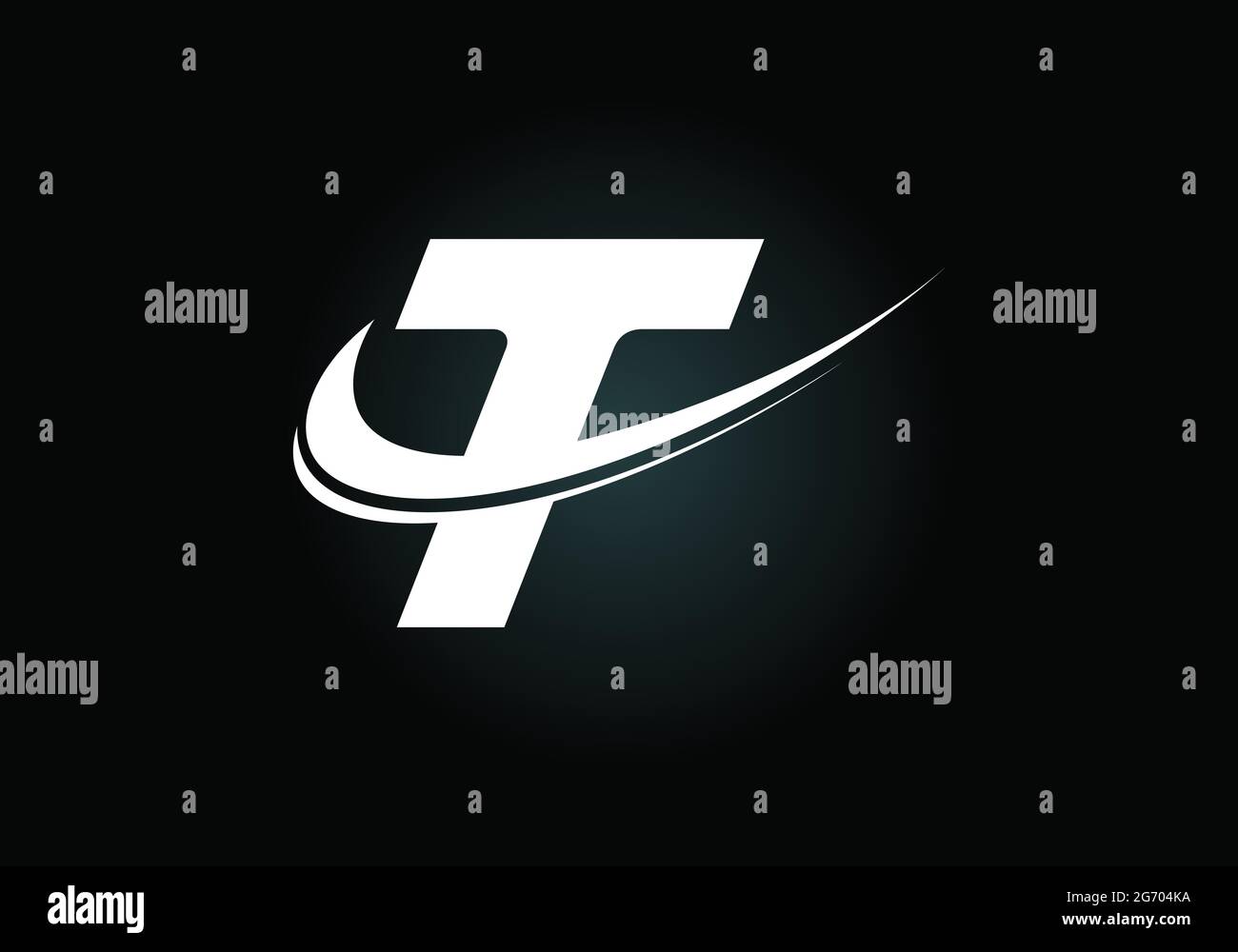 Initial letter T with swoosh, black and white logo template. Modern ...