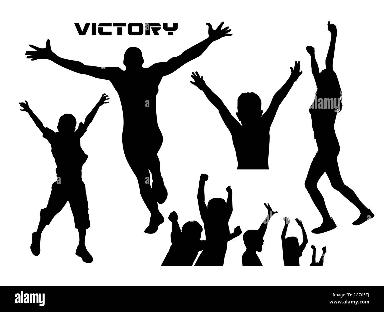 People go in for sports. People rejoicing because of the victory. Vector illustration Stock Vector