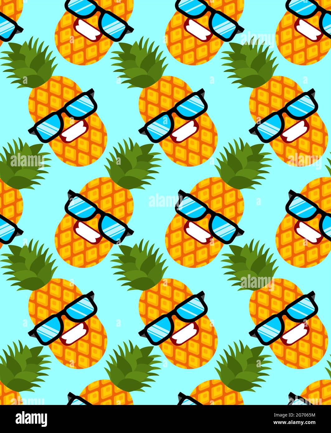 Pineapple cool with glasses pattern seamless. vector background Stock Vector